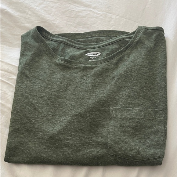 Old Navy Linen Blend Boyfriend Pocket Tee Olive Green Tee XL - Picture 5 of 5